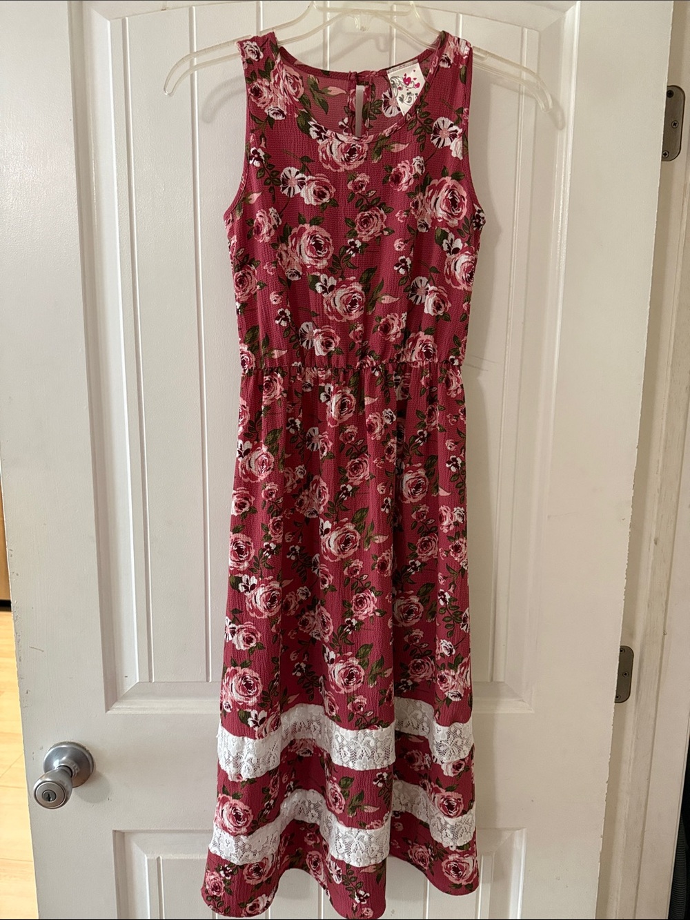 Girls' Floral Maxi Dress in Rose Pink